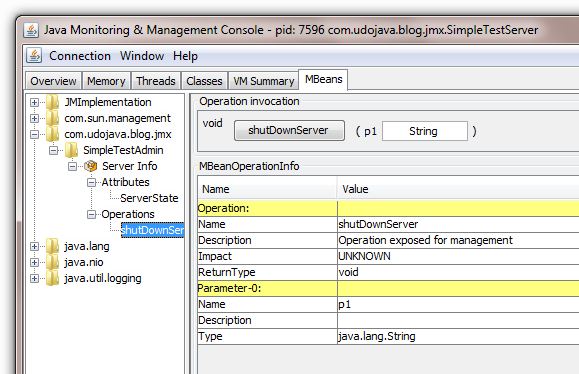 JConsole view of a standard MBean